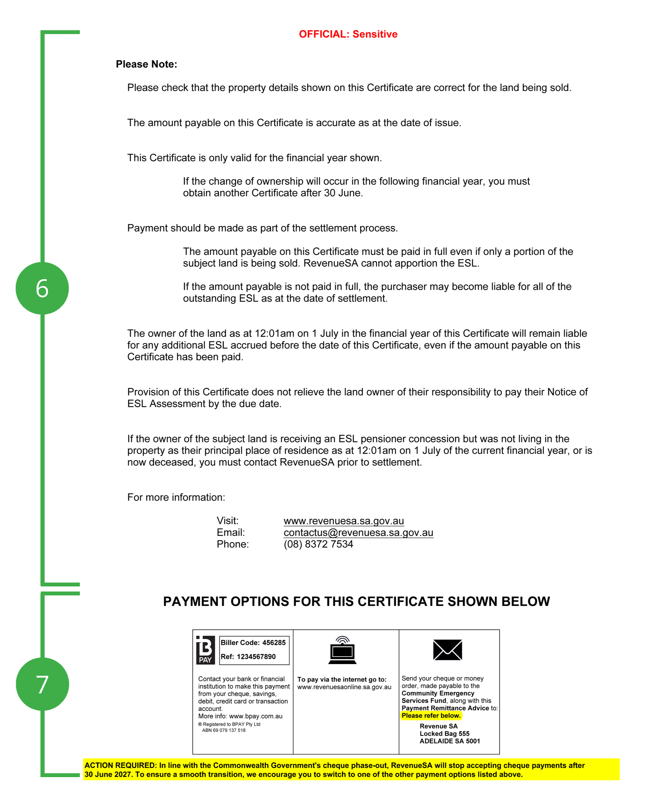 Shows sample 2025-26 Emergency Services Levy Certificate pg 2