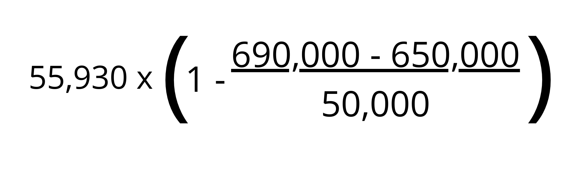 stamp duty relief formula for new homes which is relief equals 55,930 multiplied by bracket 1 - 690,000 - 650,000 divided by 50,000)