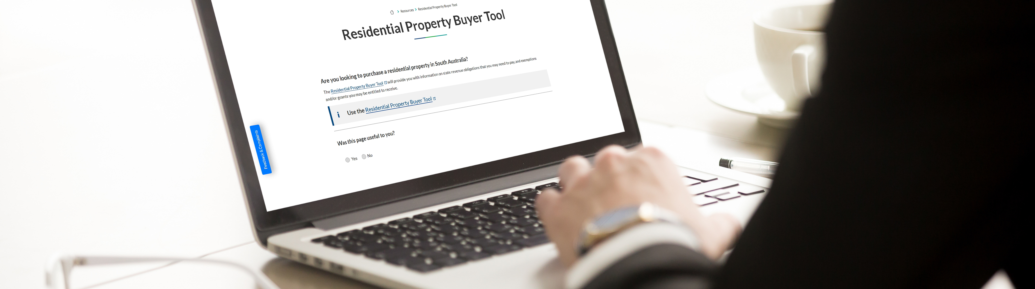 Decorative image showing tool page on the RevenueSA website on a computer screen
